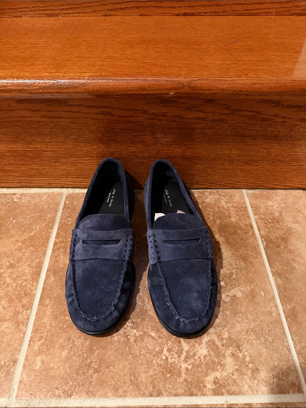 rag & bone Navy Suede Penny Loafers